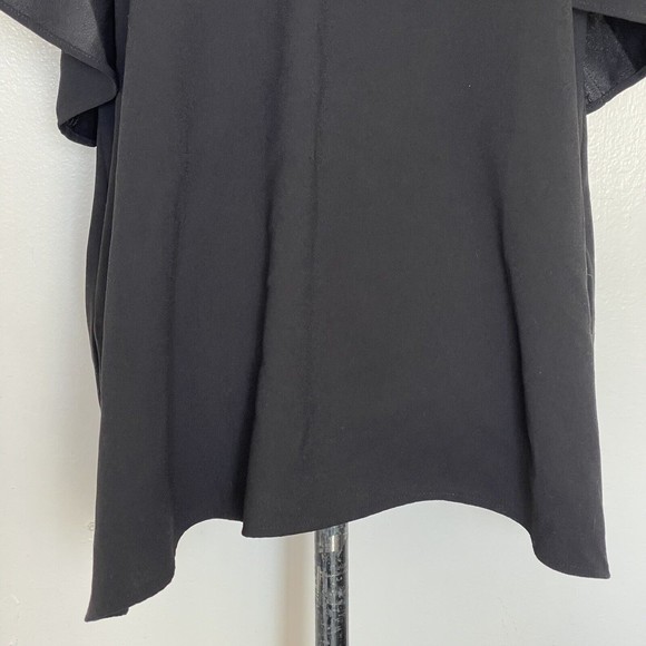 Ann Taylor Blouse Cold Shoulder Ruffle V Neckline Side Slit Black Size Medium - Picture 5 of 12